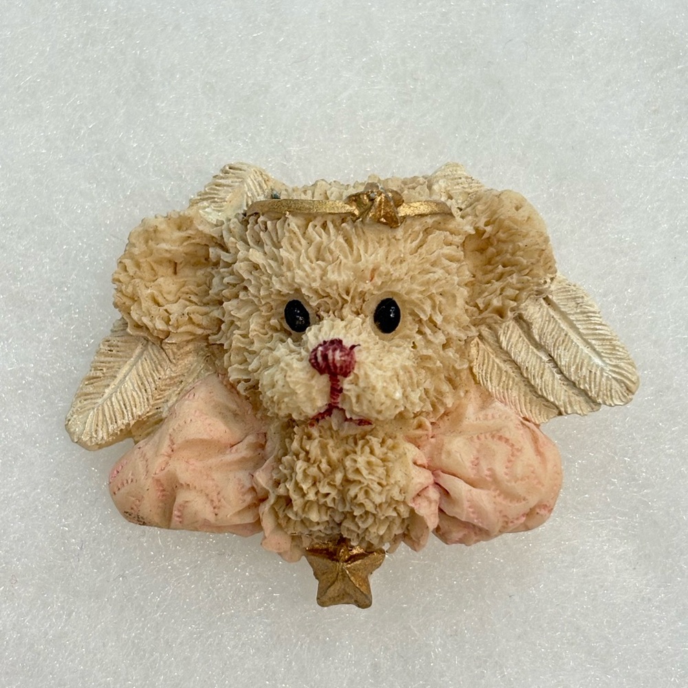 Angel Teddy Bear Resin Brooch Pin Preowned